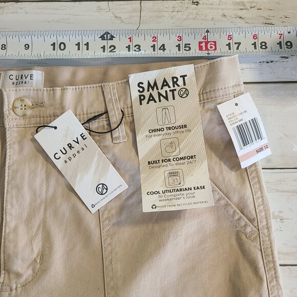 Curve Appeal Smart Pants Chino Trouser Utilitarian Casual NEW 12 / 31 Khaki - Picture 5 of 8